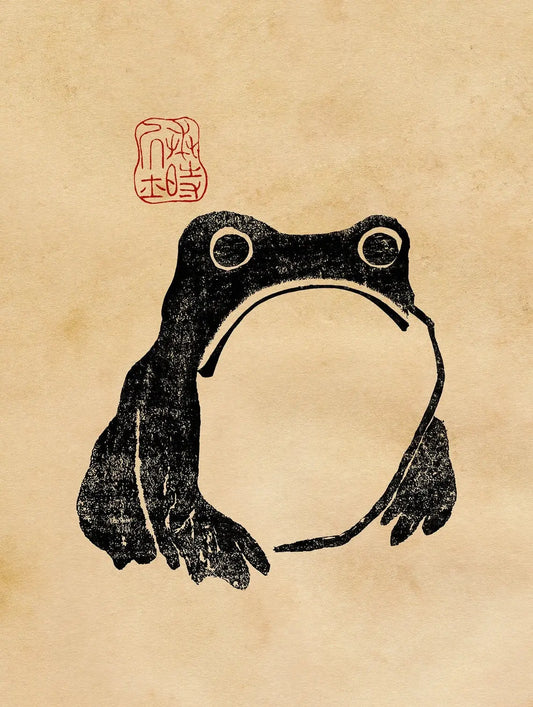 {{ product_title }} Fine Art Print | {{ product_vendor }} Jakero77 Matsumoto Hoji - Sad Frog (1814) Japan Hoji Frog Cute - 17" x 22" Fine Art Print Art Print  Jakero77
