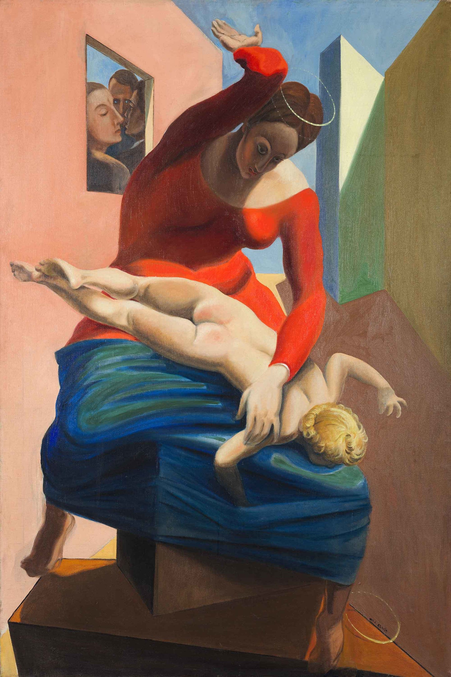 {{ product_title }} Fine Art Print | {{ product_vendor }} Jakero77 Max Ernst - Virgin Spanking Christ Child Before 3 Witnesses (1926) Signed - 17"x22" Fine Art Print Art Print  Jakero77