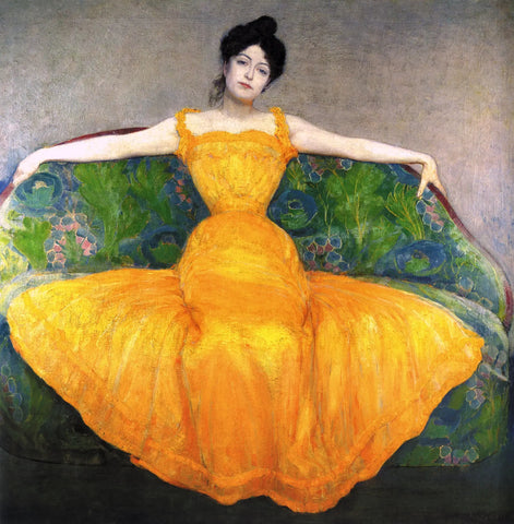 {{ product_title }} Fine Art Print | {{ product_vendor }} Jakero77 Max Kurzweil - Women in Yellow Dress, Lady in Gold (1899) - 17" x 22" Art Print Art Print  Jakero77