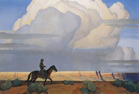 {{ product_title }} Fine Art Print | {{ product_vendor }} Jakero77 Maynard Dixon - Desert Journey (1935) Cowboy Horseback - 17"x22" Fine Art Print Art Print  Jakero77