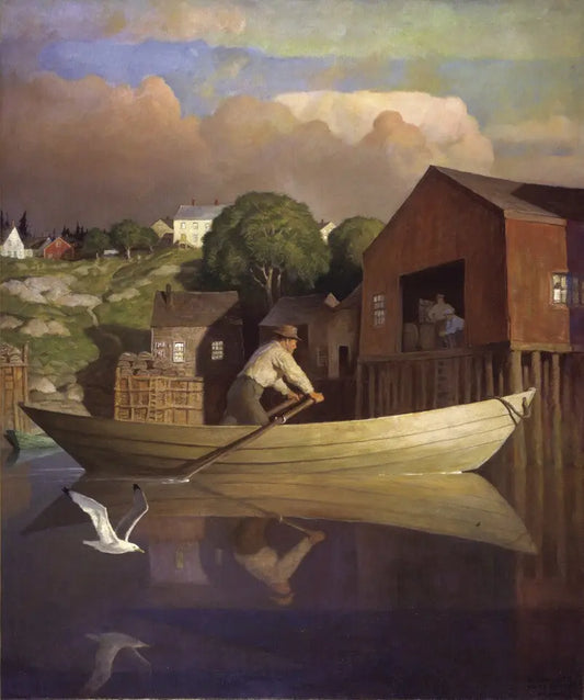 {{ product_title }} Fine Art Print | {{ product_vendor }} Jakero77 N.C. Wyeth - The Doryman, Lobsterman, Port Clyde, Maine (1933) - 17" x 22" Print Art Print  Jakero77