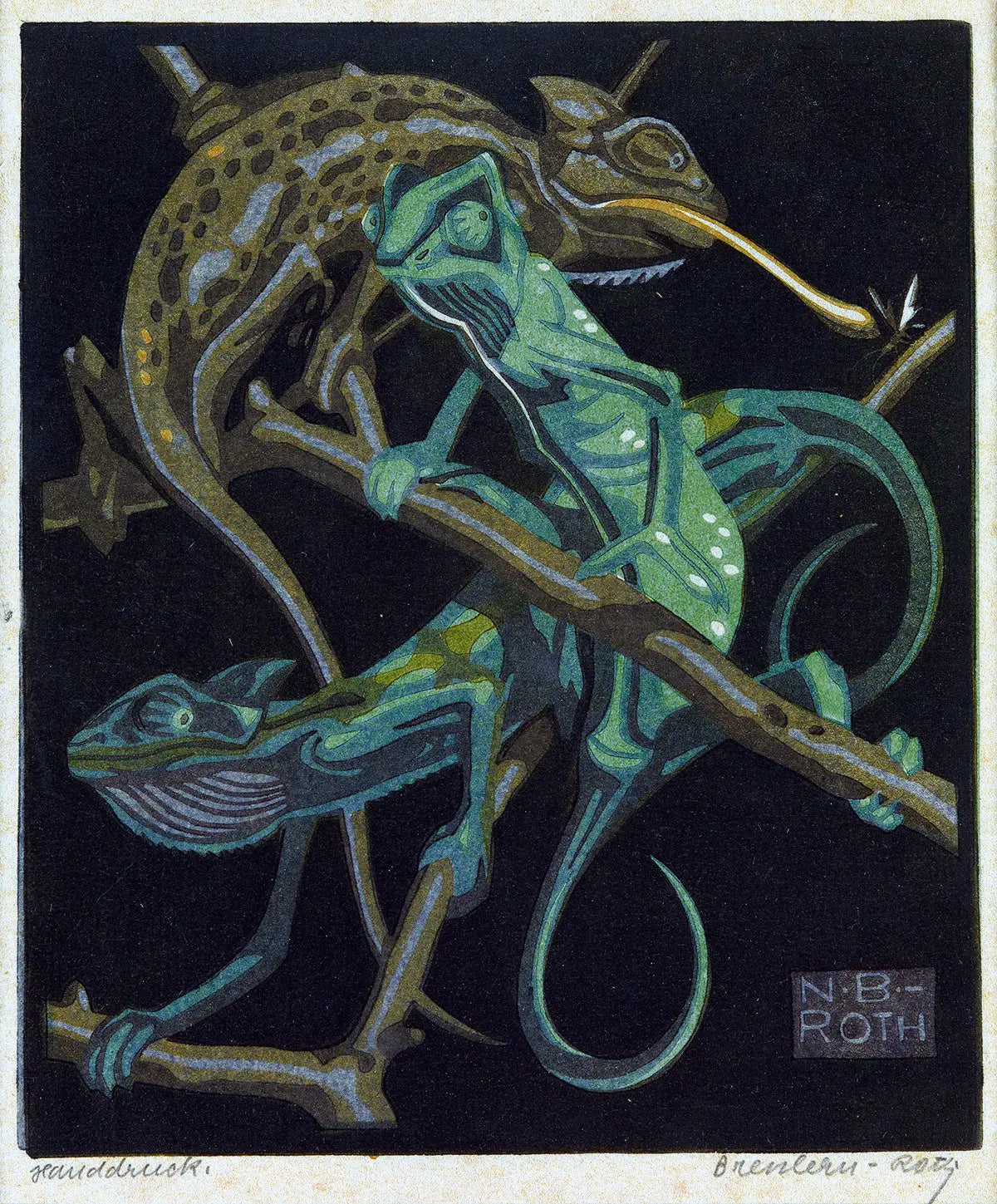 {{ product_title }} Fine Art Print | {{ product_vendor }} Jakero77 Norbertine Bresslern-Roth - Chameleons (circa 1930) - 17" x 22" Fine Art Print Art Print  Jakero77