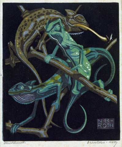 {{ product_title }} Fine Art Print | {{ product_vendor }} Jakero77 Norbertine Bresslern-Roth - Chameleons (circa 1930) - 17" x 22" Fine Art Print Art Print  Jakero77
