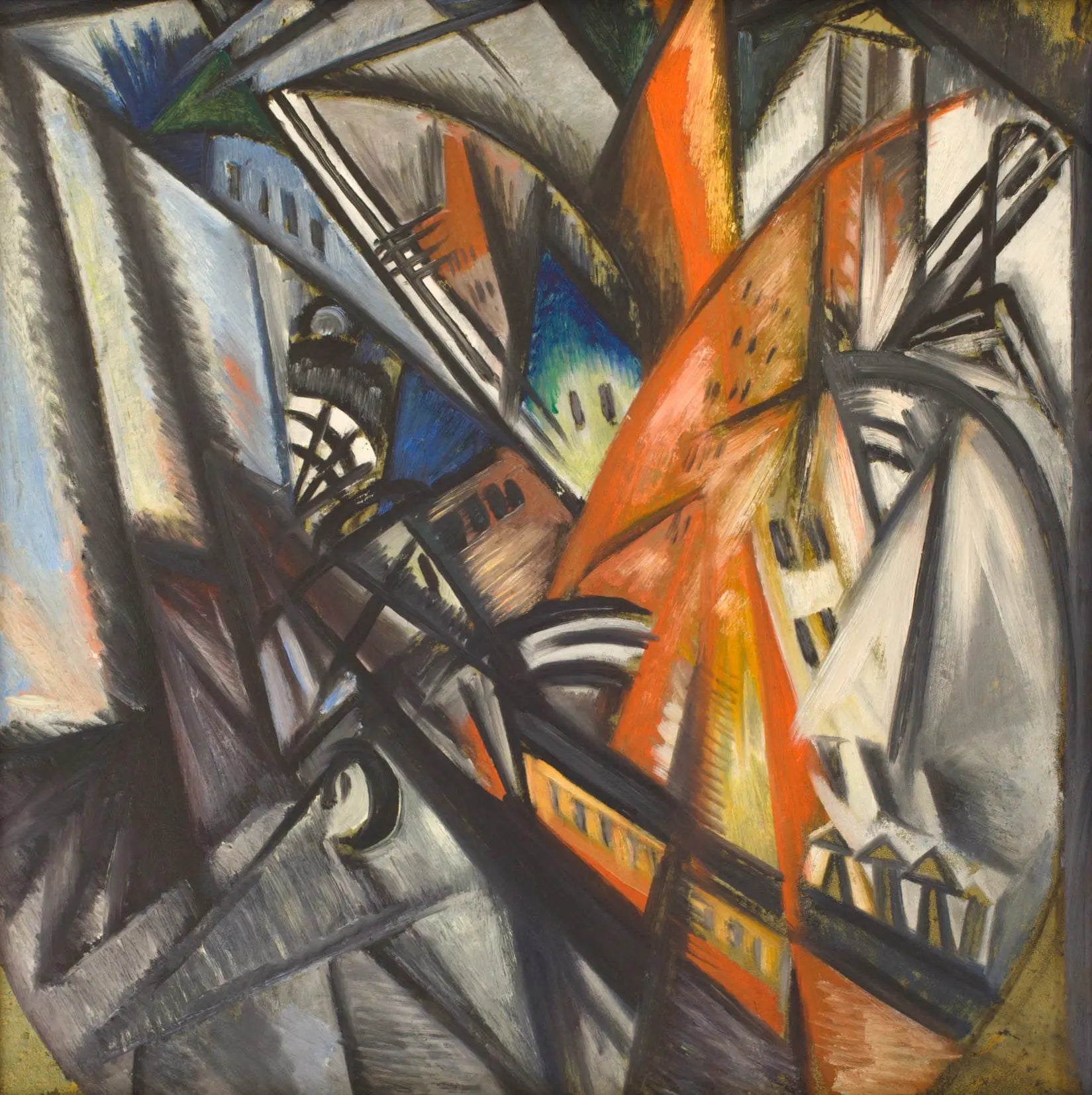{{ product_title }} Fine Art Print | {{ product_vendor }} Jakero77 Olga Rozanova - City on Fire (Circa 1920s) Cubo-Futurism - 17" x 22" Art Print Art Print  Jakero77