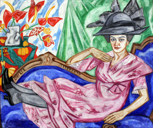 {{ product_title }} Fine Art Print | {{ product_vendor }} Jakero77 Olga Rozanova - Lady in Pink, Artist's Sister Anna (1911) - 17"x22" Fine Art Print Art Print  Jakero77