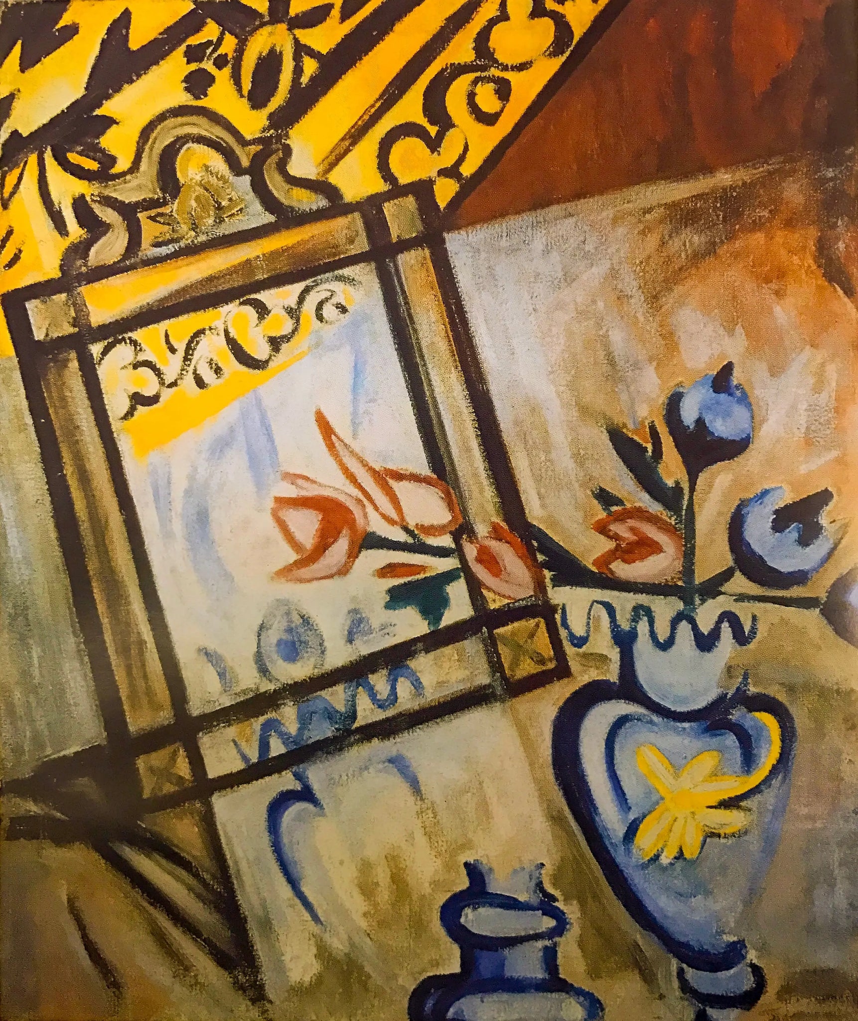 {{ product_title }} Fine Art Print | {{ product_vendor }} Jakero77 Olga Rozanova - Still Life Flowers in Mirror (1913) - 17" x 22" Fine Art Print Art Print  Jakero77