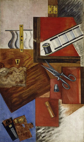 {{ product_title }} Fine Art Print | {{ product_vendor }} Jakero77 Olga Rozanova - Workbox (1915) Russian Cubism - 17" x 22" Fine Art Print Art Print  Jakero77