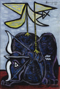 {{ product_title }} Fine Art Print | {{ product_vendor }} Jakero77 Oscar Dominguez - Archer Bull Bow & Arrow 1947 Signed - 17" x 22" Fine Art Print Art Print  Jakero77