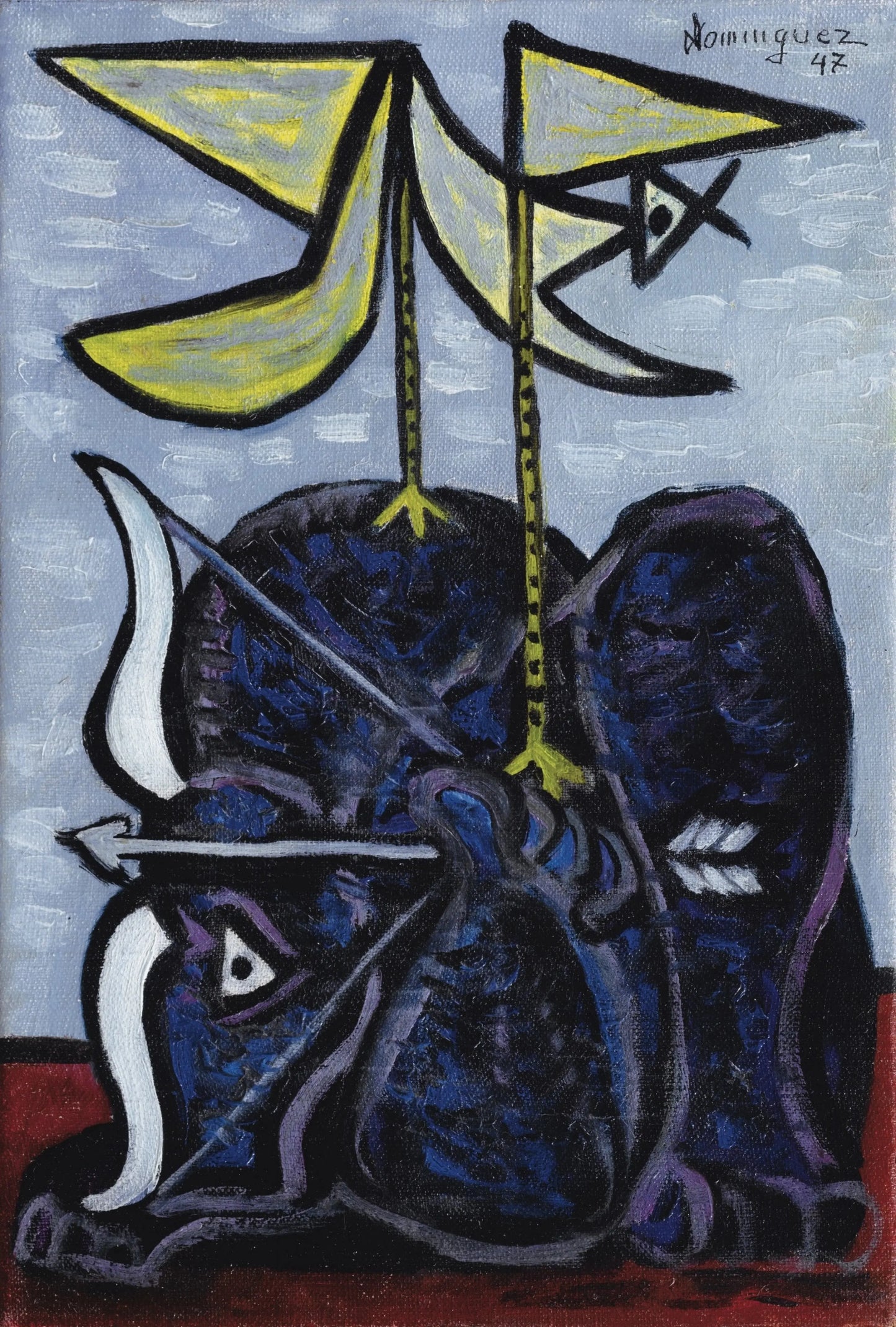 {{ product_title }} Fine Art Print | {{ product_vendor }} Jakero77 Oscar Dominguez - Archer Bull Bow & Arrow 1947 Signed - 17" x 22" Fine Art Print Art Print  Jakero77