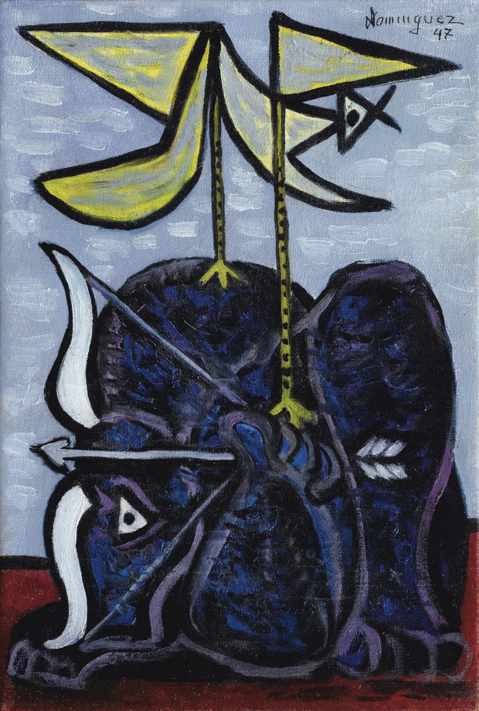 {{ product_title }} Fine Art Print | {{ product_vendor }} Jakero77 Oscar Dominguez - Archer Bull Bow & Arrow 1947 Signed - 17" x 22" Fine Art Print Art Print  Jakero77