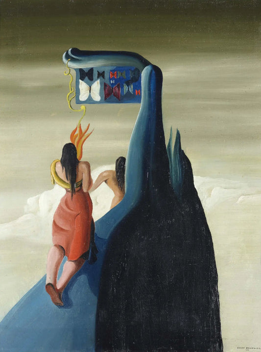 {{ product_title }} Fine Art Print | {{ product_vendor }} Jakero77 Oscar Dominguez - Butterflies Lost in the Mountain 1934 Signed - 17" x 22" Print Art Print  Jakero77