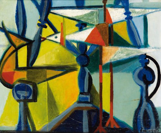 {{ product_title }} Fine Art Print | {{ product_vendor }} Jakero77 Oscar Dominguez - Composition with Birds Signed - 17" x 22" Fine Art Print Art Print  Jakero77