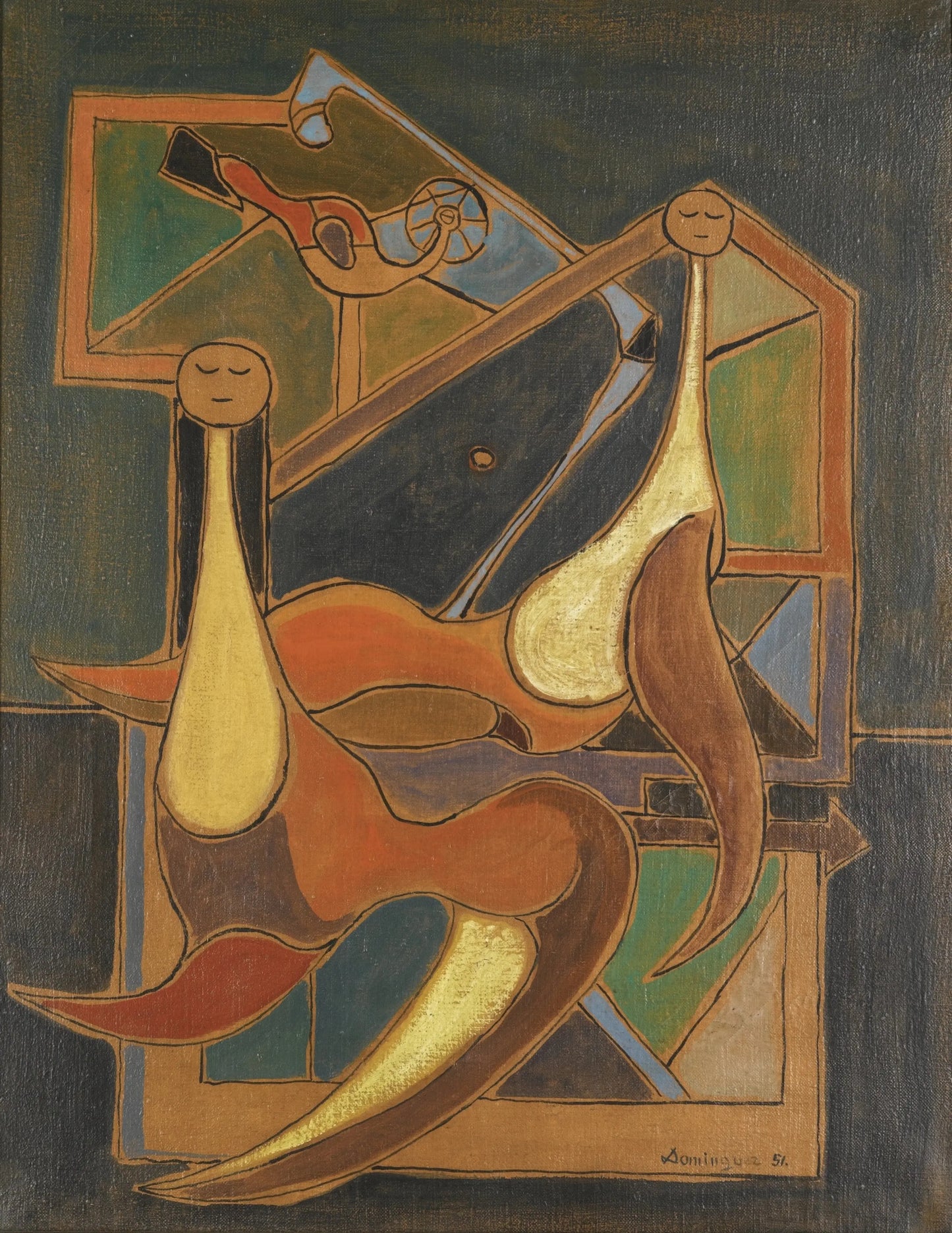 {{ product_title }} Fine Art Print | {{ product_vendor }} Jakero77 Oscar Dominguez - Deux Femmes Two Women (1951) Signed - 17" x 22" Fine Art Print Art Print  Jakero77