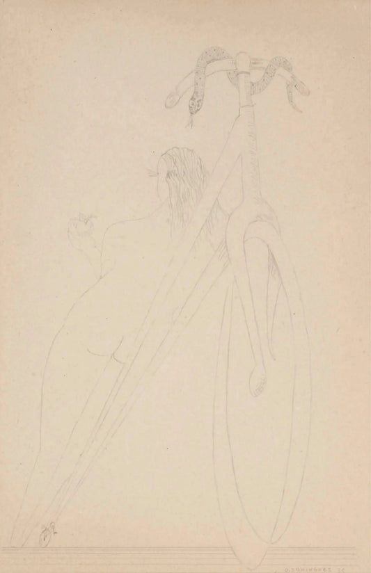 {{ product_title }} Fine Art Print | {{ product_vendor }} Jakero77 Oscar Dominguez - Eve and the Serpent Nude (1935) Signed - 17" x 22" Art Print Art Print  Jakero77