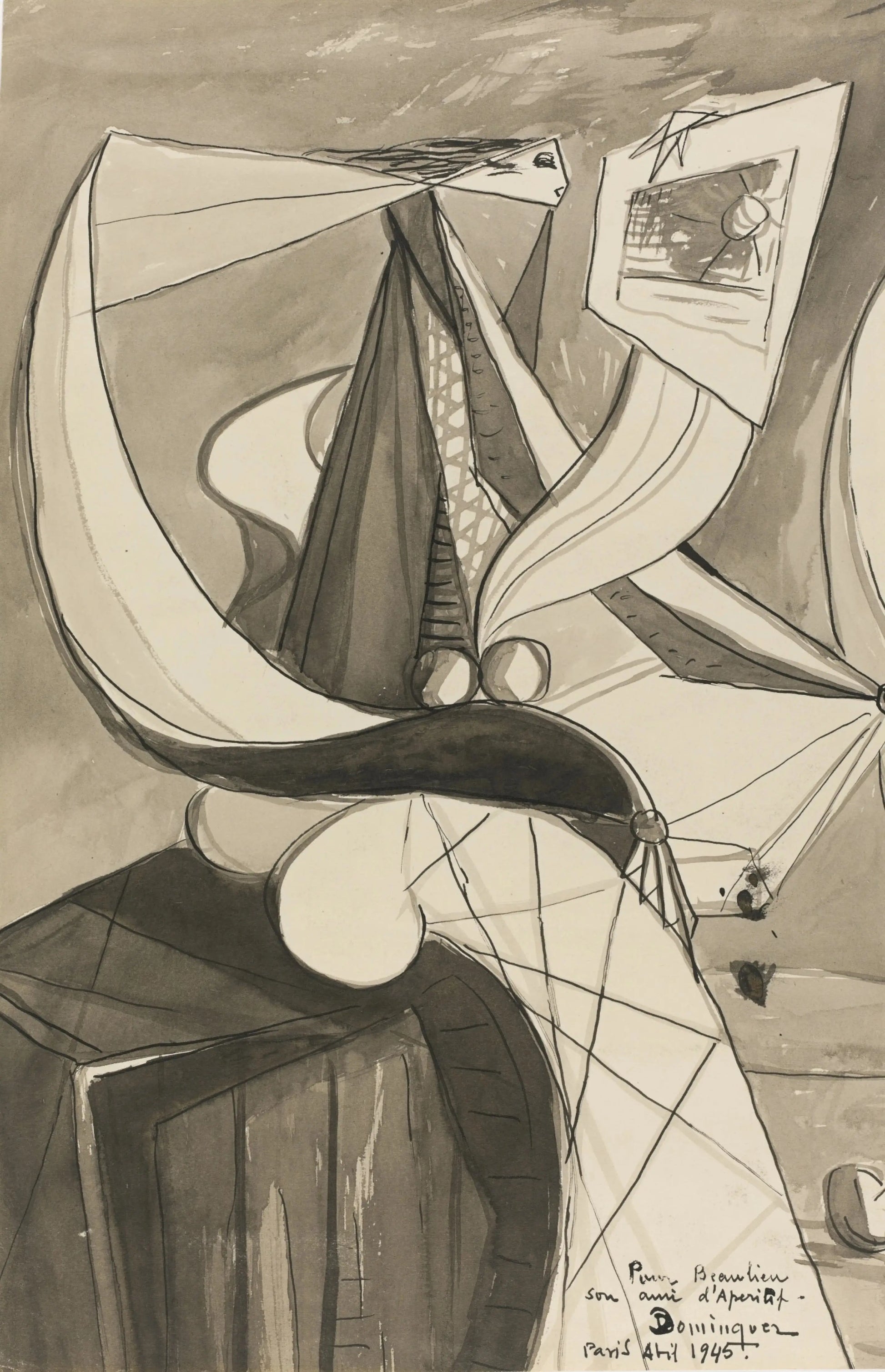 {{ product_title }} Fine Art Print | {{ product_vendor }} Jakero77 Oscar Dominguez - Femme Abstract (1945) Signed - 17" x 22" Fine Art Print Art Print  Jakero77