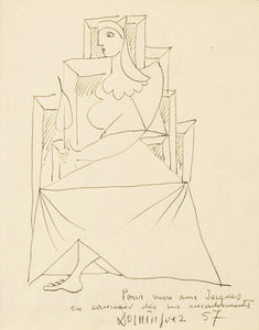 {{ product_title }} Fine Art Print | {{ product_vendor }} Jakero77 Oscar Dominguez - Femme Assise (1957) Lady Sitting - 17" x 22" Fine Art Print Art Print  Jakero77
