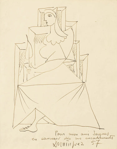 {{ product_title }} Fine Art Print | {{ product_vendor }} Jakero77 Oscar Dominguez - Femme Assise (1957) Lady Sitting - 17" x 22" Fine Art Print Art Print  Jakero77