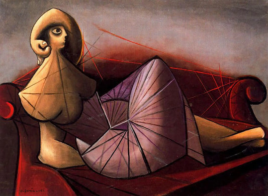 {{ product_title }} Fine Art Print | {{ product_vendor }} Jakero77 Oscar Dominguez - Femme sur Divan (1942) Signed - 17" x 22" Fine Art Print Art Print  Jakero77