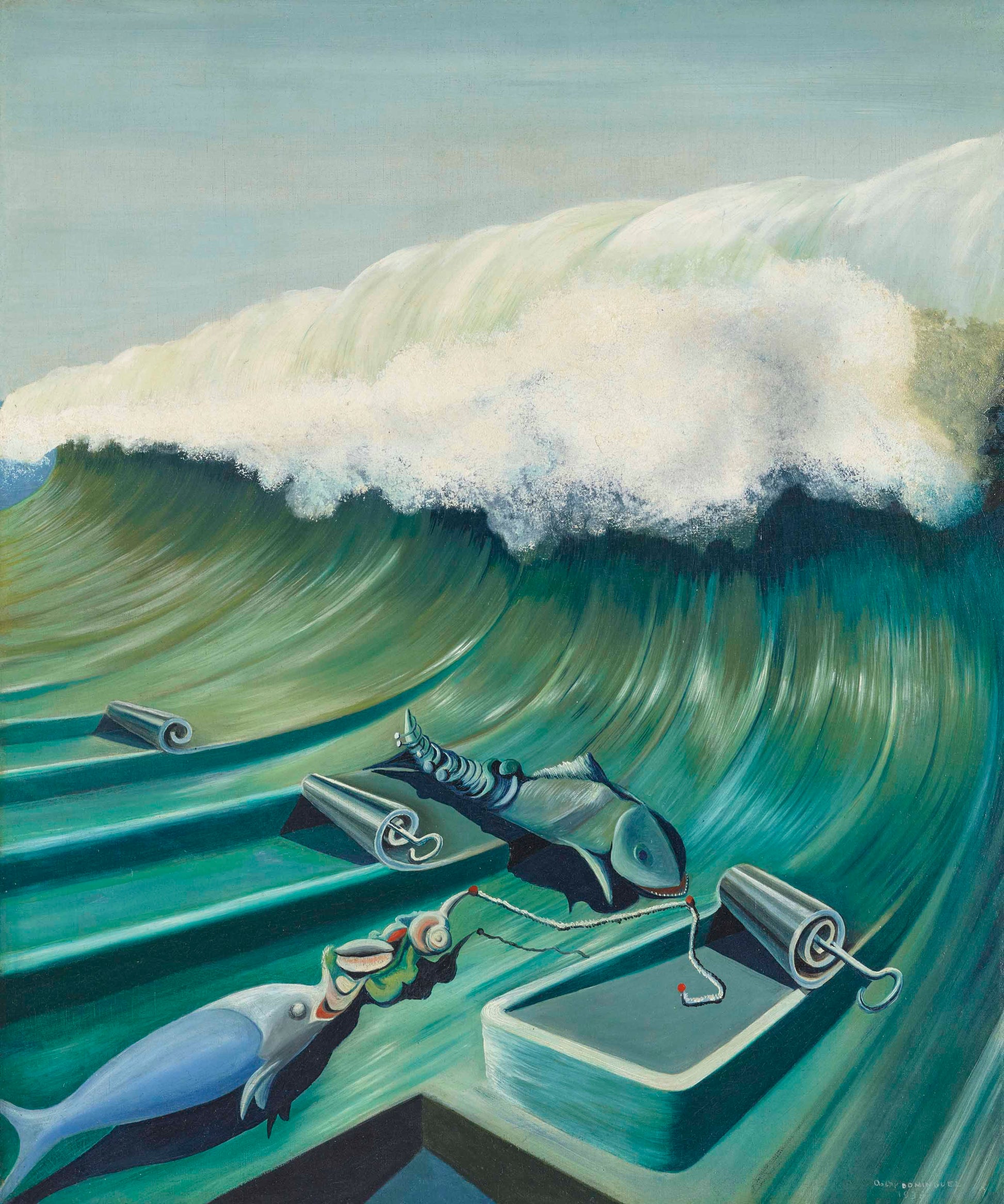 {{ product_title }} Fine Art Print | {{ product_vendor }} Jakero77 Oscar Dominguez - La Vague, The Wave (1938) Signed - 17" x 22" Fine Art Print Art Print  Jakero77