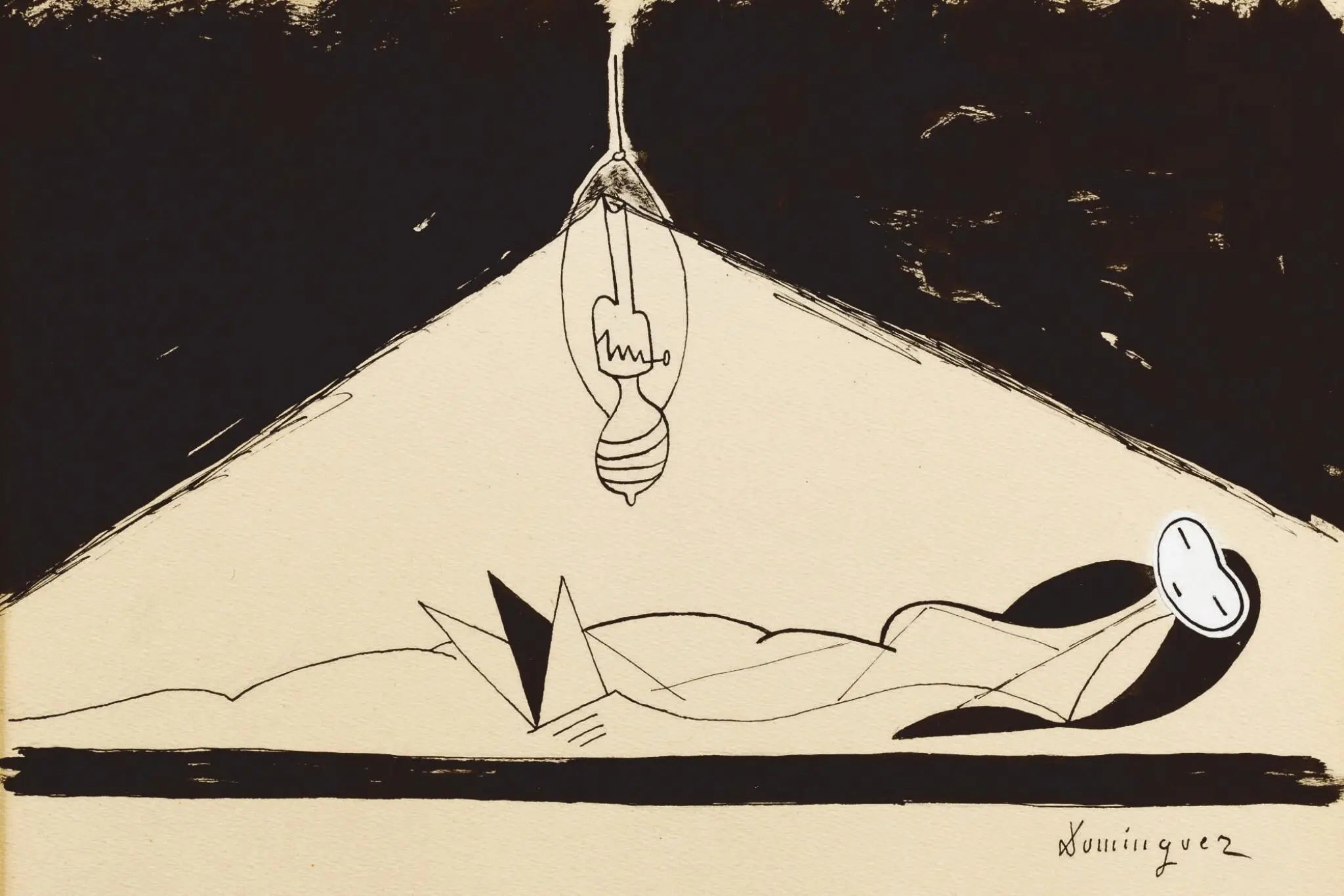{{ product_title }} Fine Art Print | {{ product_vendor }} Jakero77 Oscar Dominguez - Nu couché Reclining Nude (1949) Signed - 17" x 22" Art Print Art Print  Jakero77