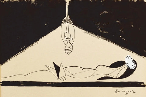 {{ product_title }} Fine Art Print | {{ product_vendor }} Jakero77 Oscar Dominguez - Nu couché Reclining Nude (1949) Signed - 17" x 22" Art Print Art Print  Jakero77