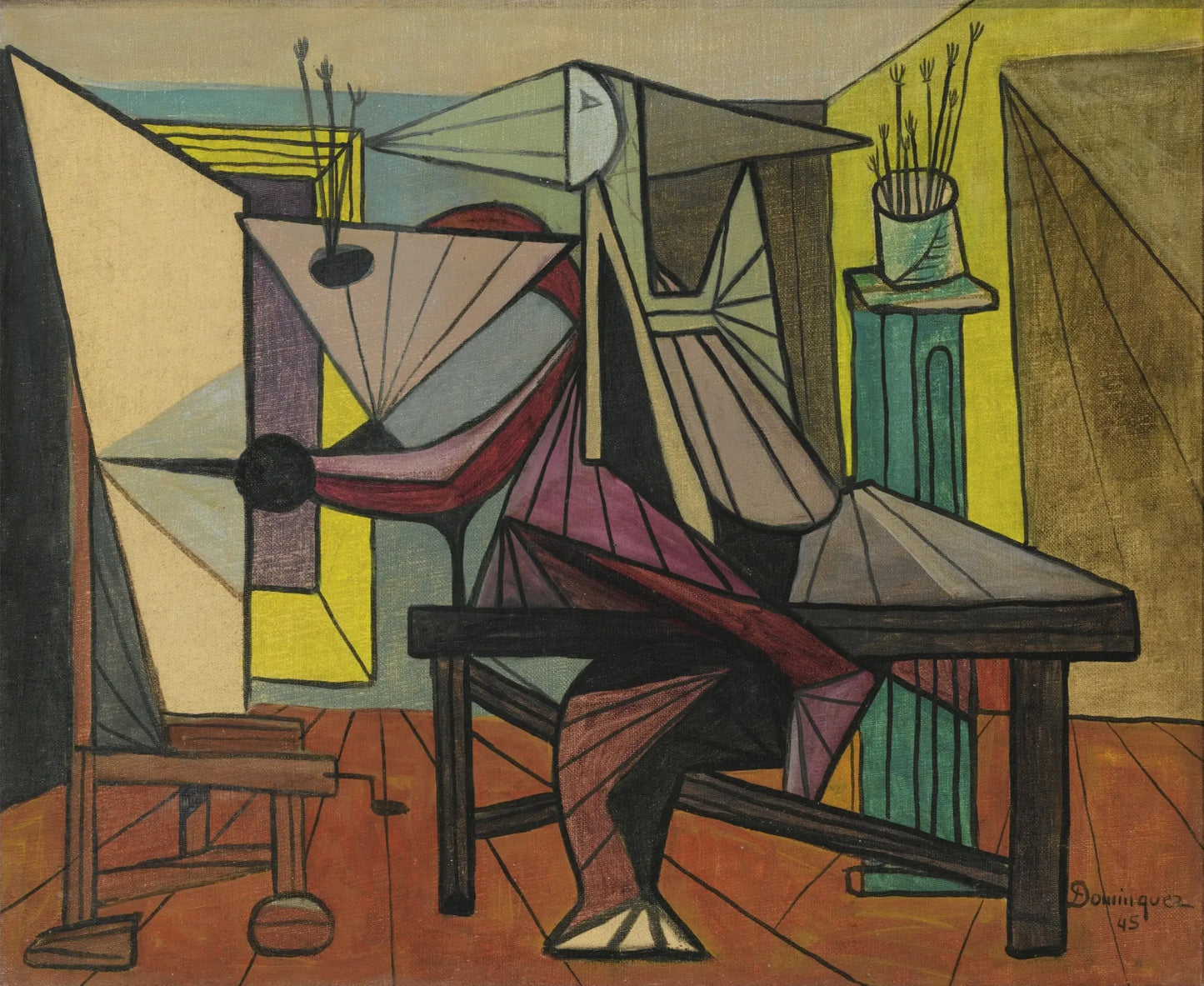 {{ product_title }} Fine Art Print | {{ product_vendor }} Jakero77 Oscar Dominguez - Painter in his Studio (1945) Signed - 17" x 22" Fine Art Print Art Print  Jakero77