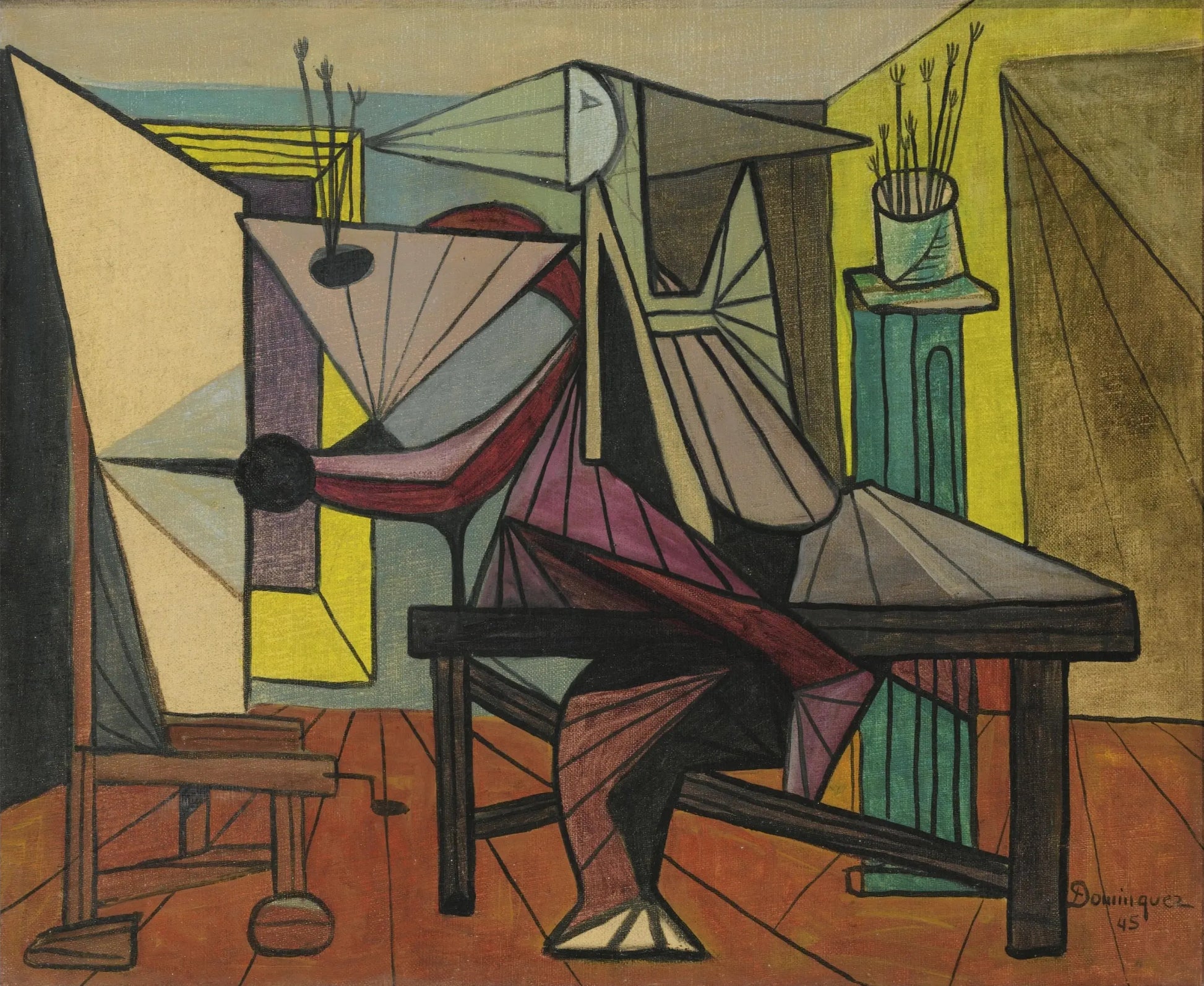 {{ product_title }} Fine Art Print | {{ product_vendor }} Jakero77 Oscar Dominguez - Painter in his Studio (1945) Signed - 17" x 22" Fine Art Print Art Print  Jakero77