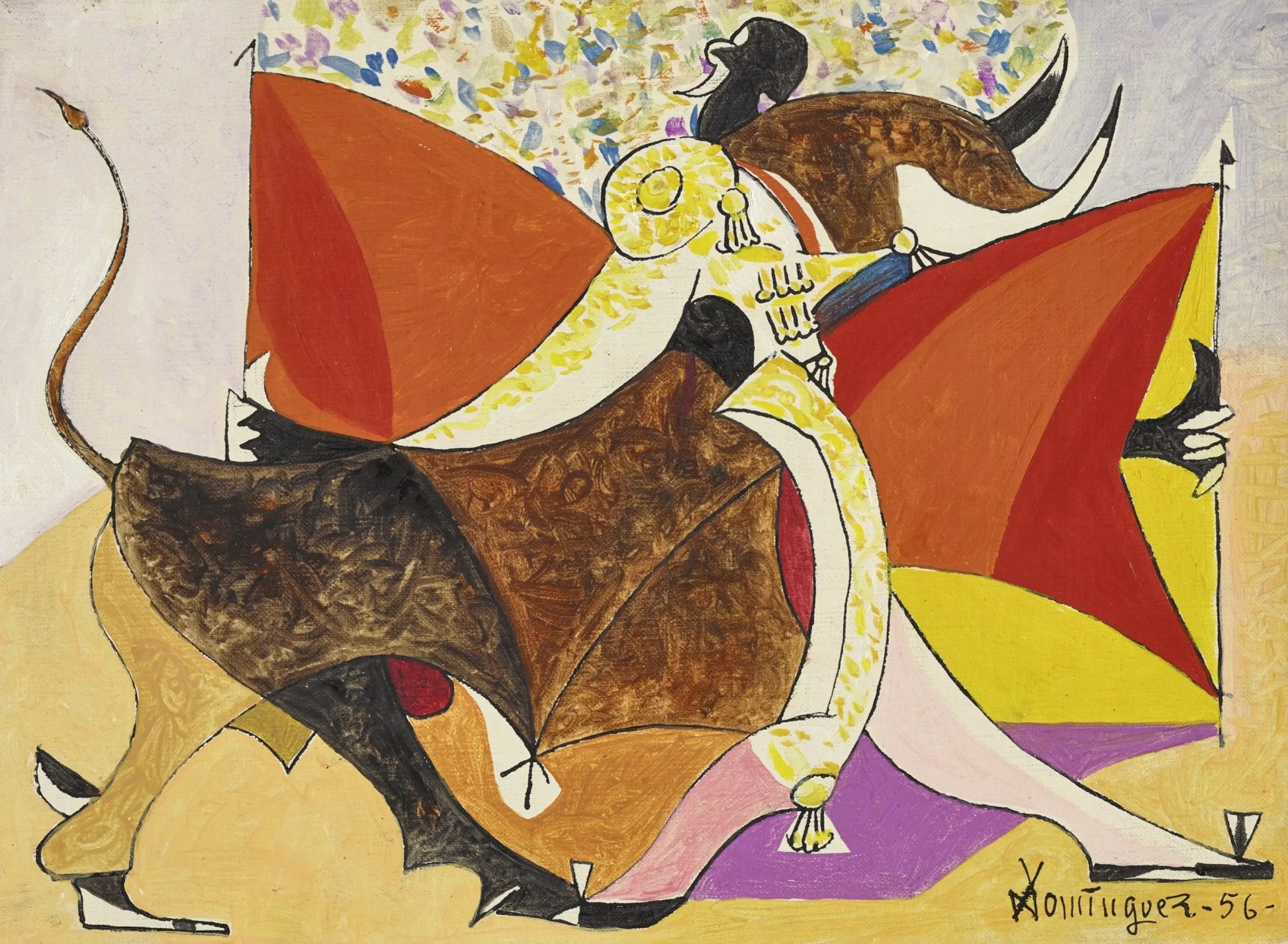 {{ product_title }} Fine Art Print | {{ product_vendor }} Jakero77 Oscar Dominguez - Pase de Cape Bullfighter 1956 Signed - 17" x 22" Fine Art Print Art Print  Jakero77