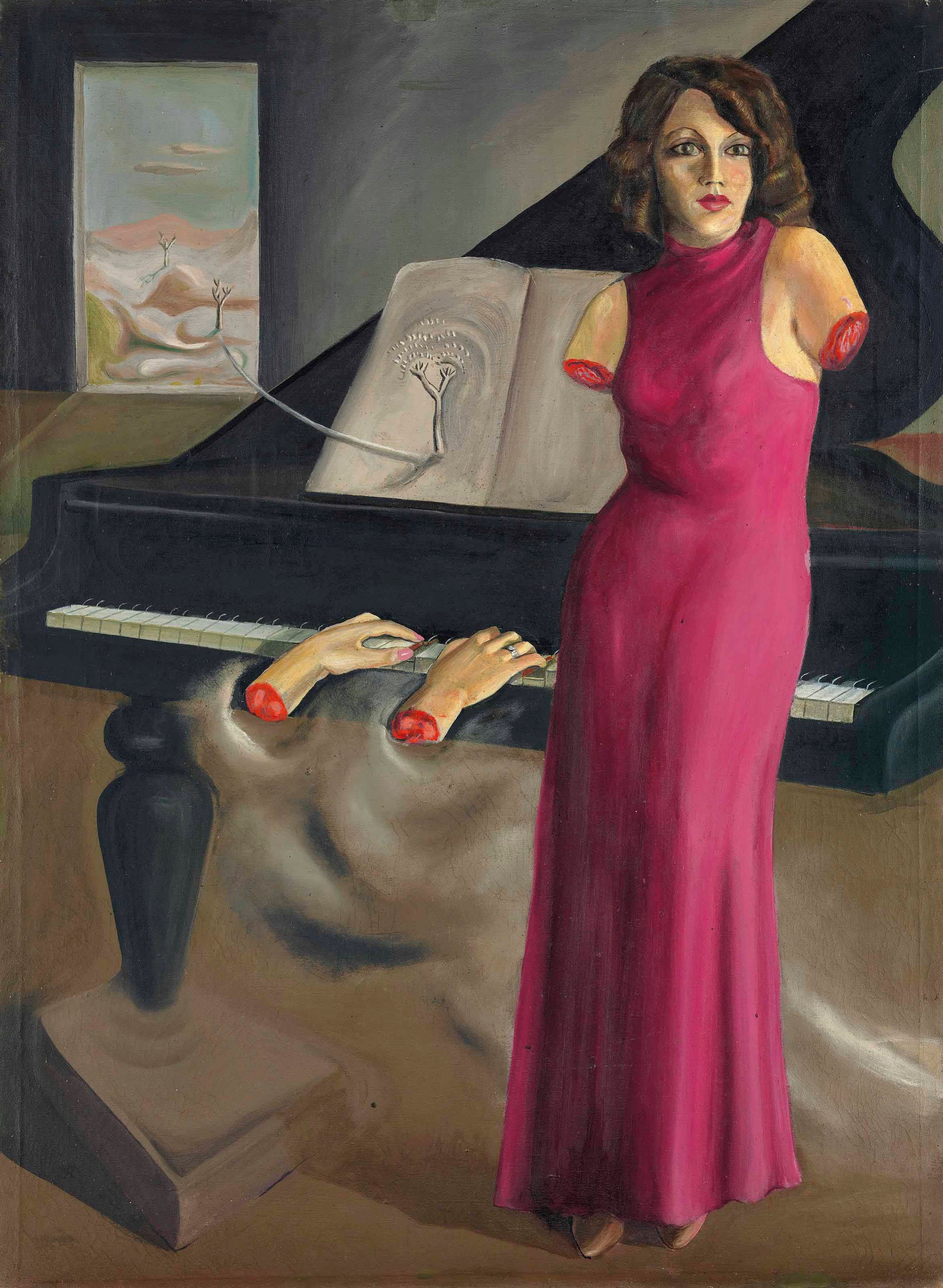 {{ product_title }} Fine Art Print | {{ product_vendor }} Jakero77 Oscar Dominguez - Retrato de Roma (1933) Surrealism Piano - 17" x 22" Art Print Art Print  Jakero77