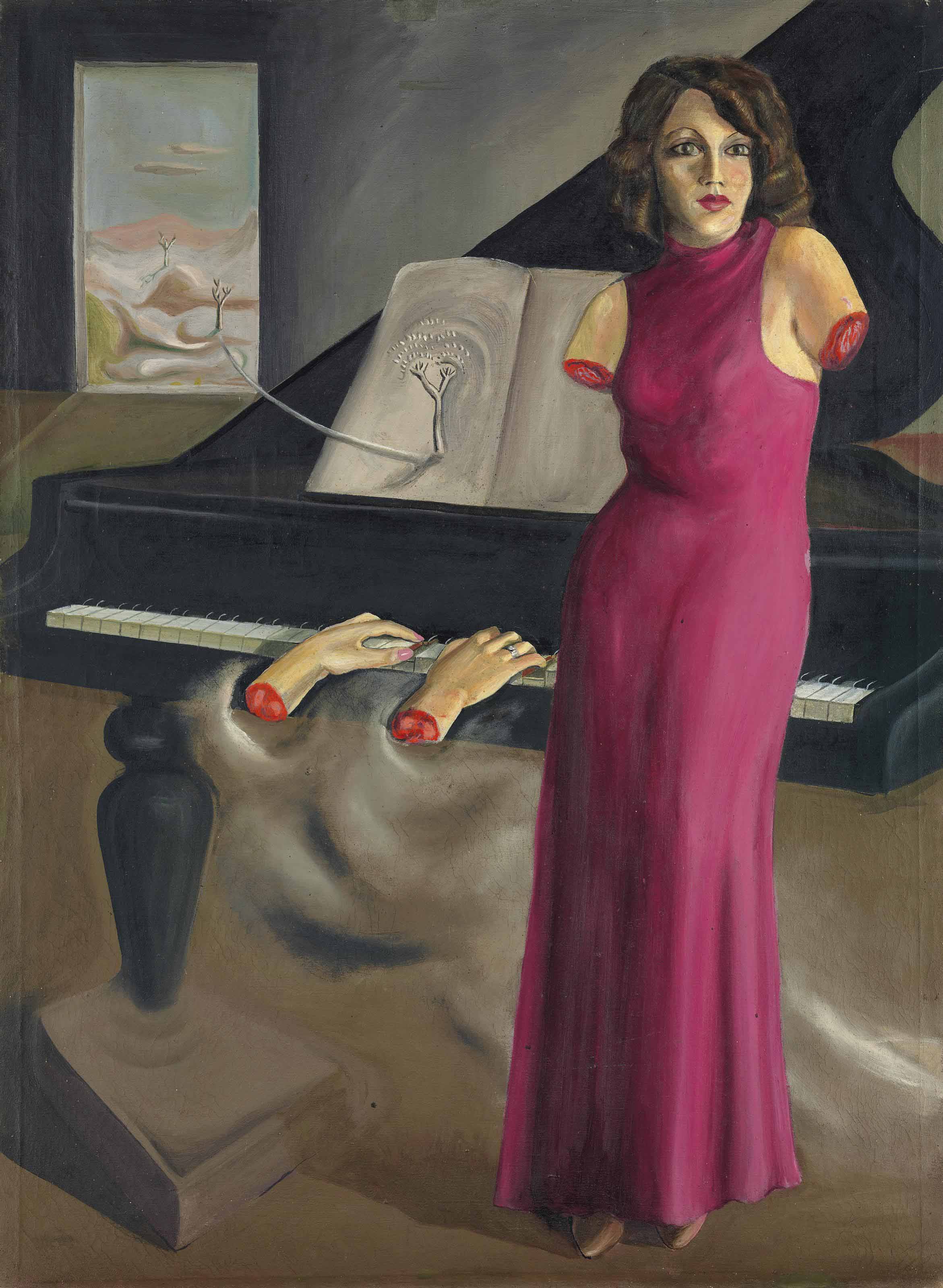 {{ product_title }} Fine Art Print | {{ product_vendor }} Jakero77 Oscar Dominguez - Retrato de Roma (1933) Surrealism Piano - 17" x 22" Art Print Art Print  Jakero77