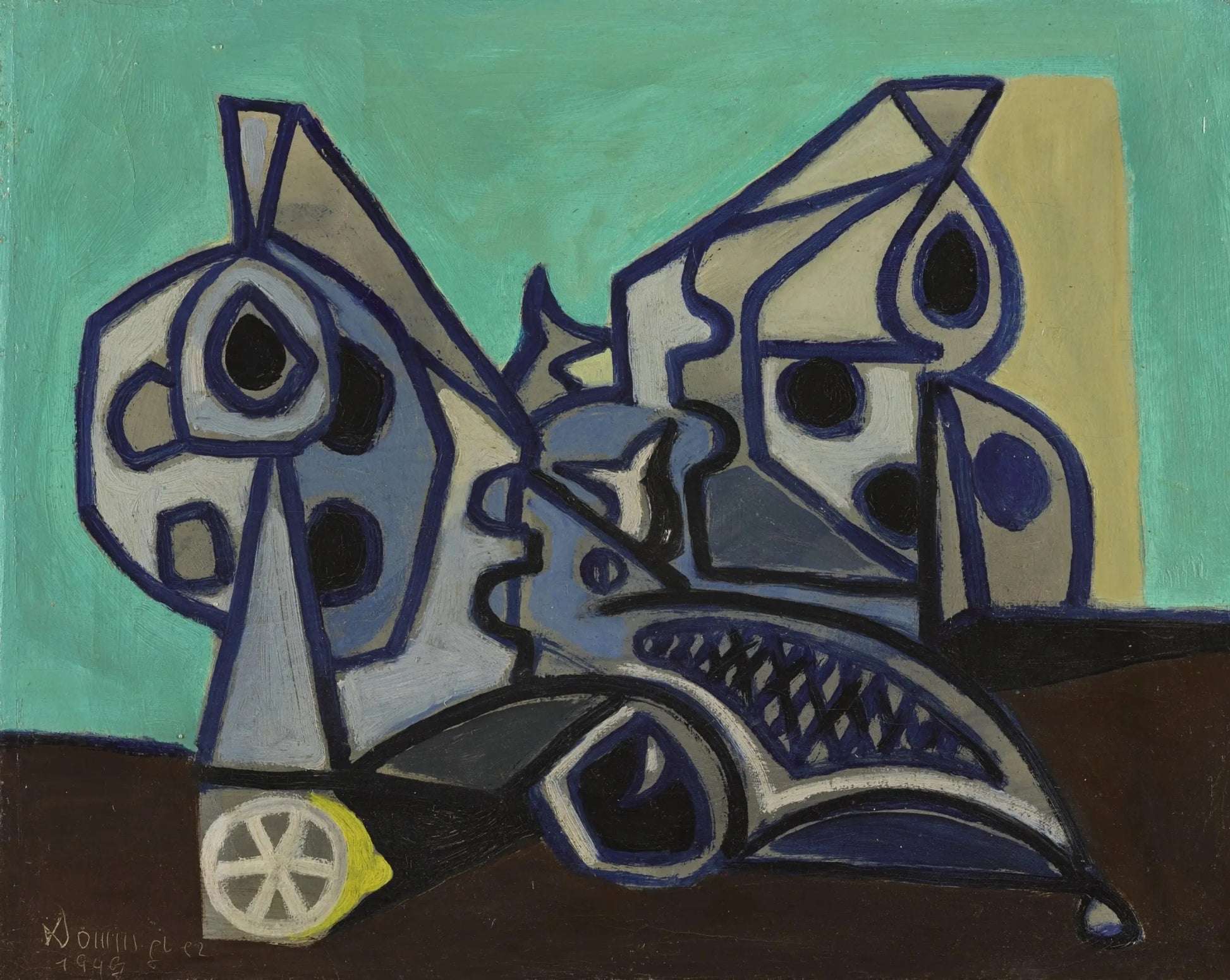 {{ product_title }} Fine Art Print | {{ product_vendor }} Jakero77 Oscar Dominguez - Still Life with Gun & Lemon 1949 Signed - 17" x 22" Art Print Art Print  Jakero77