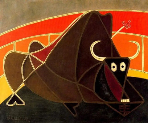 {{ product_title }} Fine Art Print | {{ product_vendor }} Jakero77 Oscar Dominguez - Tauromaquia Bull Cubism (1951) Signed - 17"x22" Fine Art Print Art Print  Jakero77