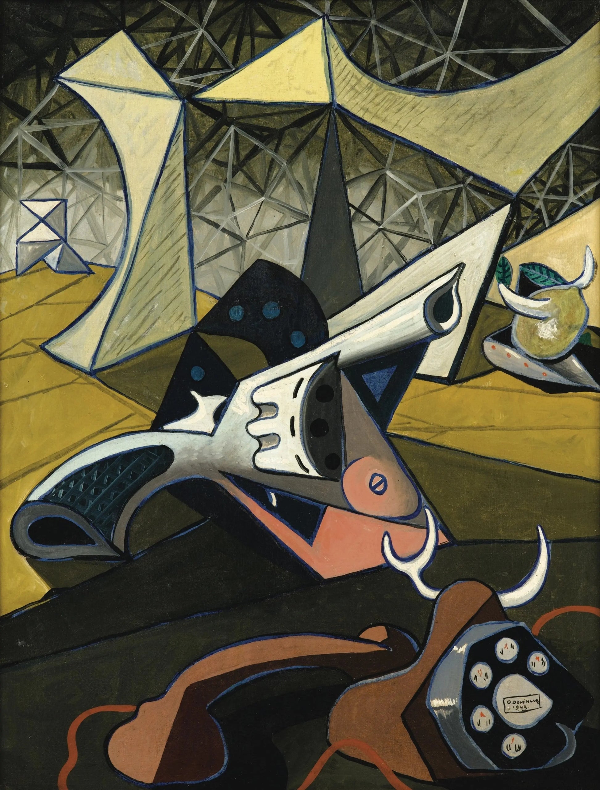 {{ product_title }} Fine Art Print | {{ product_vendor }} Jakero77 Oscar Dominguez - Telephone & Revolver Gun 1943 Signed - 17" x 22" Fine Art Print Art Print  Jakero77