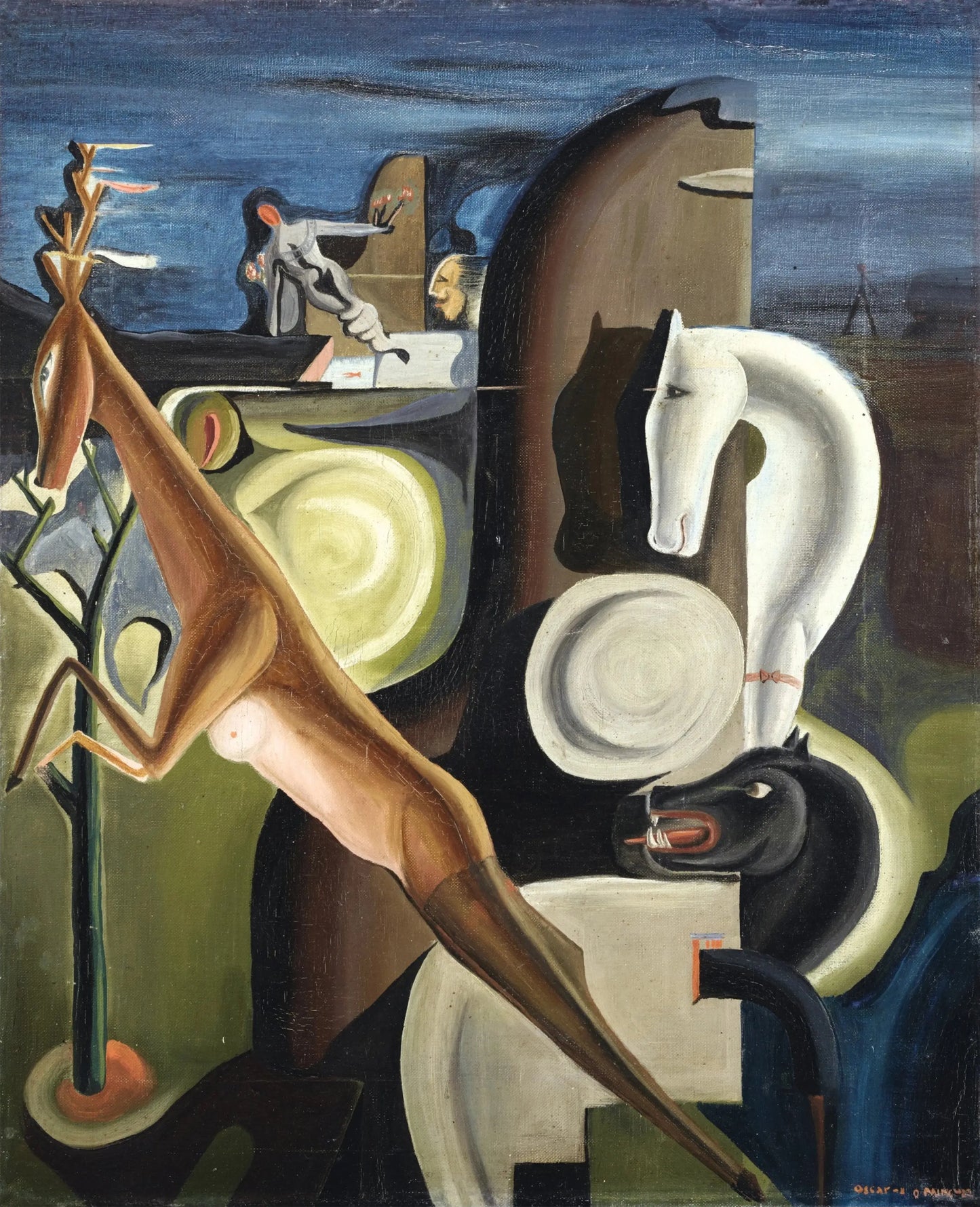 {{ product_title }} Fine Art Print | {{ product_vendor }} Jakero77 Oscar Dominguez - The Levels of Desire (1933) Signed - 17" x 22" Fine Art Print Art Print  Jakero77