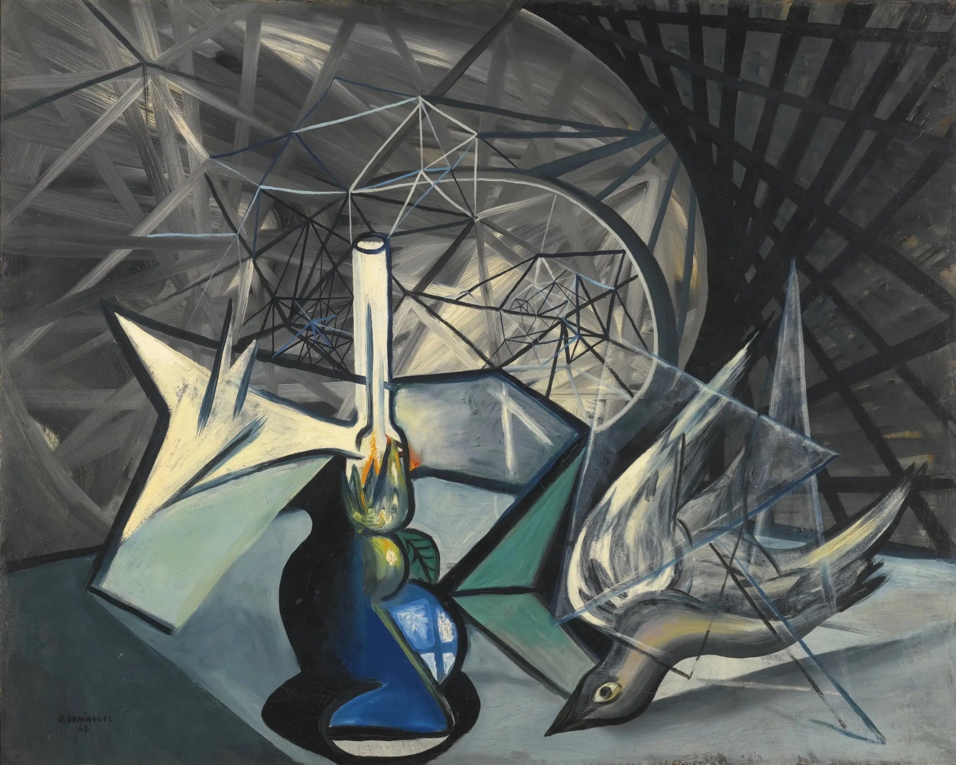 {{ product_title }} Fine Art Print | {{ product_vendor }} Jakero77 Oscar Dominguez - The Oil Lamp and the Dove 1942 Signed - 17"x22" Fine Art Print Art Print  Jakero77