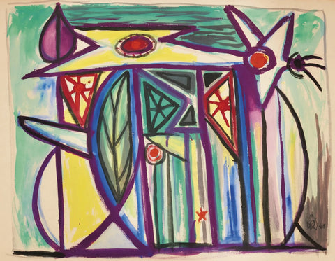 {{ product_title }} Fine Art Print | {{ product_vendor }} Jakero77 Oscar Dominguez - Untitled Abstract (1948) Monogrammed - 17" x 22" Fine Art Print Art Print  Jakero77