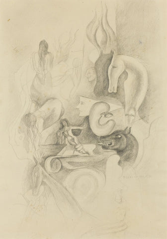 {{ product_title }} Fine Art Print | {{ product_vendor }} Jakero77 Oscar Dominguez - Untitled Surrealism (1933) Signed - 17" x 22" Fine Art Print Art Print  Jakero77