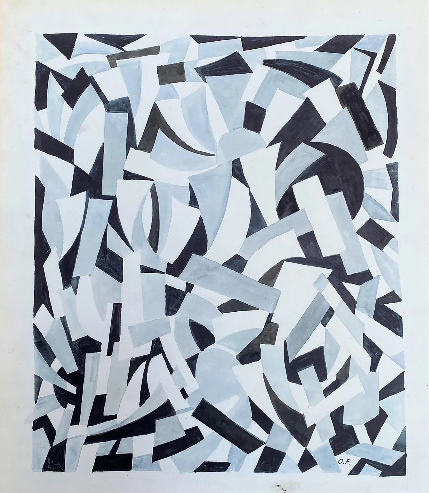 {{ product_title }} Fine Art Print | {{ product_vendor }} Jakero77 Otto Freundlich - Abstract Composition Watercolor Initialed - 17" x 22" Art Print Art Print  Jakero77