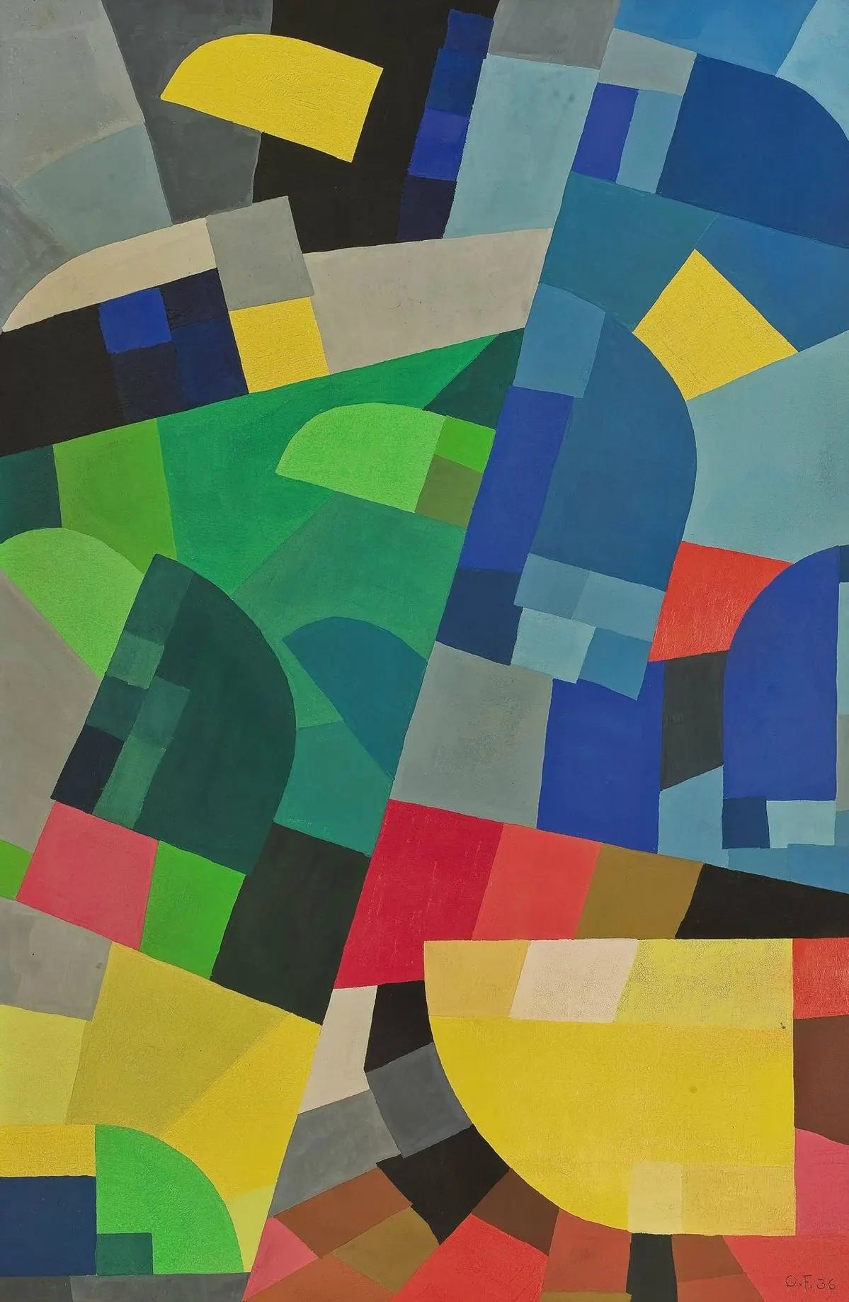 {{ product_title }} Fine Art Print | {{ product_vendor }} Jakero77 Otto Freundlich - Abstract Composition (1936) Initialed - 17"x22" Fine Art Print Art Print  Jakero77