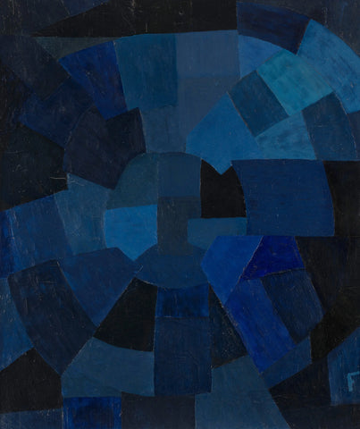 {{ product_title }} Fine Art Print | {{ product_vendor }} Jakero77 Otto Freundlich - Dark Blue Abstract Composition Initialed - 17" x 22" Art Print Art Print  Jakero77