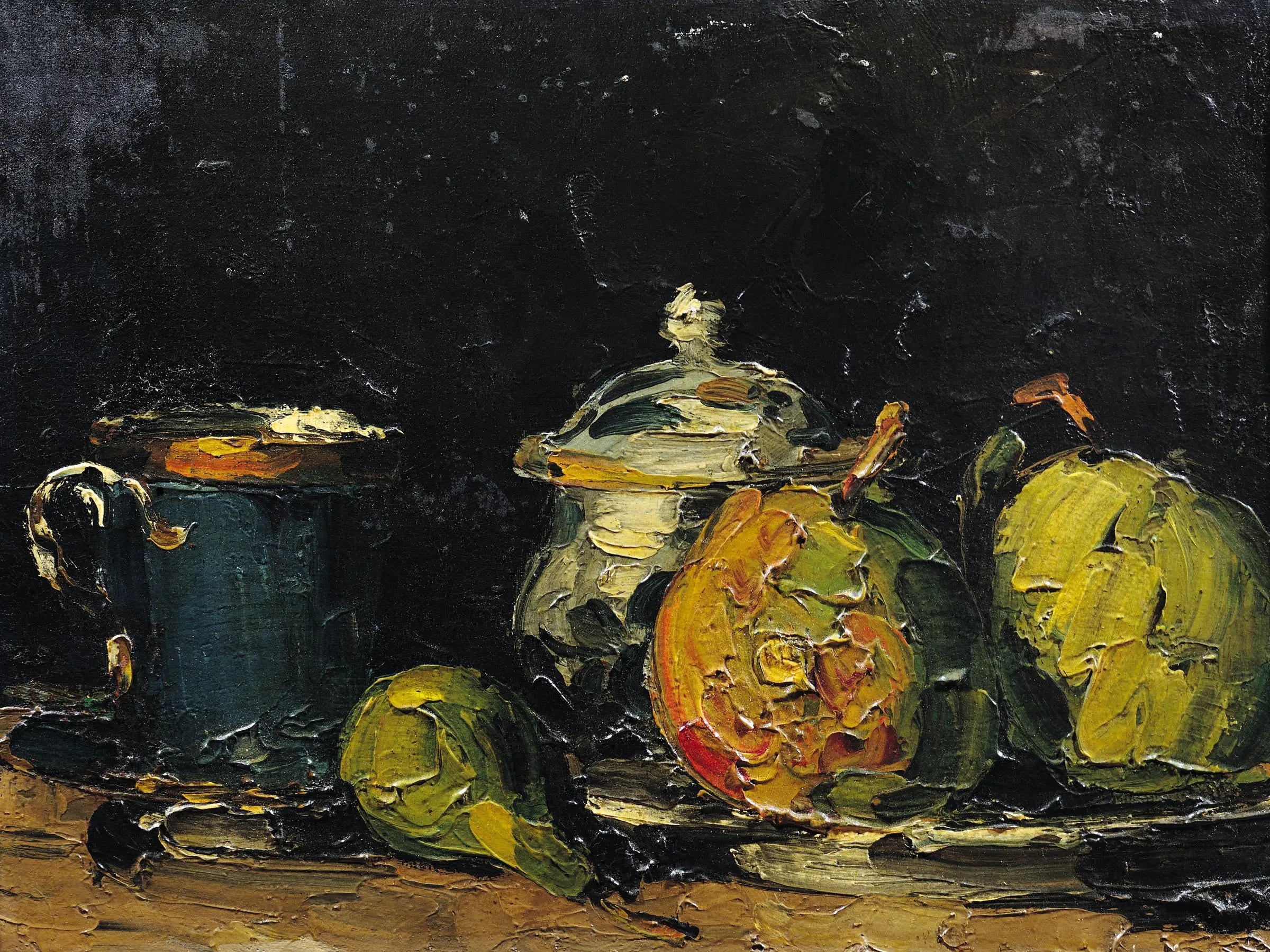 {{ product_title }} Fine Art Print | {{ product_vendor }} Jakero77 Paul Cézanne - Sugar Bowl Pears and Blue Cup (1866) - 17" x 22" Fine Art Print Art Print  Jakero77