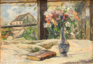 {{ product_title }} Fine Art Print | {{ product_vendor }} Jakero77 Paul Gauguin - Still Life Vase with Flowers on Window (1881) Signed - 17"x22" Print Art Print  Jakero77
