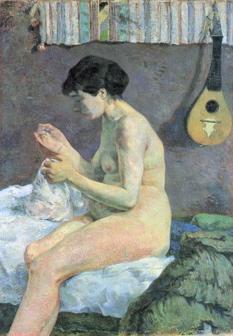 {{ product_title }} Fine Art Print | {{ product_vendor }} Jakero77 Paul Gauguin - Suzanne Sewing. Study of a Nude (1880) Signed - 17" x 22" Art Print Art Print  Jakero77