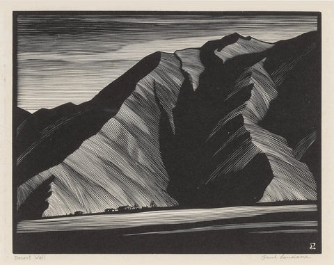 {{ product_title }} Fine Art Print | {{ product_vendor }} Jakero77 Paul Landacre - Desert Wall (1932) Signed - 17" x 22" Fine Art Print Art Print  Jakero77