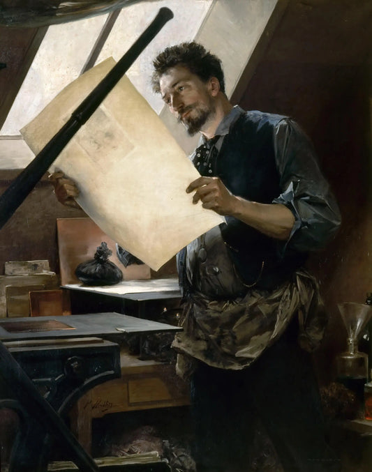 {{ product_title }} Fine Art Print | {{ product_vendor }} Jakero77 Paul Mathey - Felicien Rops in His Studio (1888) Signed - 17" x 22" Fine Art Print Art Print  Jakero77