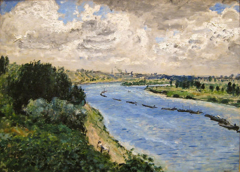 {{ product_title }} Fine Art Print | {{ product_vendor }} Jakero77 Pierre Auguste Renoir - Barges on the Seine (1870) - 17" x 22" Fine Art Print Art Print  Jakero77