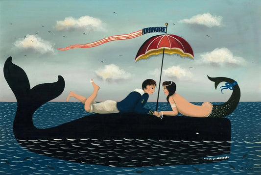 {{ product_title }} Fine Art Print | {{ product_vendor }} Jakero77 Ralph Eugene Cahoon Jr. - Lovers on the Back of a Whale - 17"x22" Fine Art Print Art Print  Jakero77
