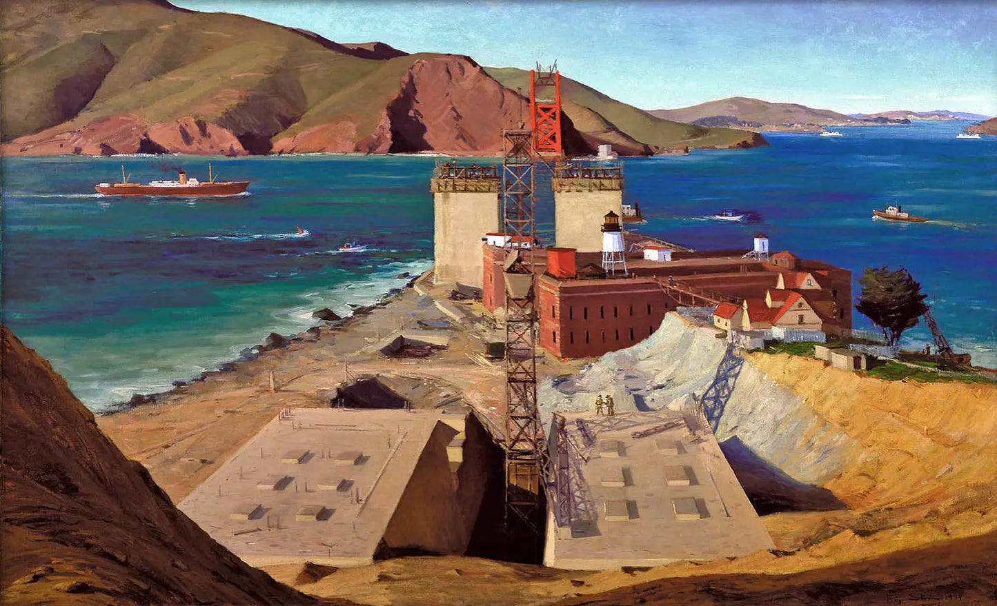 {{ product_title }} Fine Art Print | {{ product_vendor }} Jakero77 Ray Strong - Golden Gate Bridge Construction (1934) Signed - 17" x 22" Art Print Art Print  Jakero77