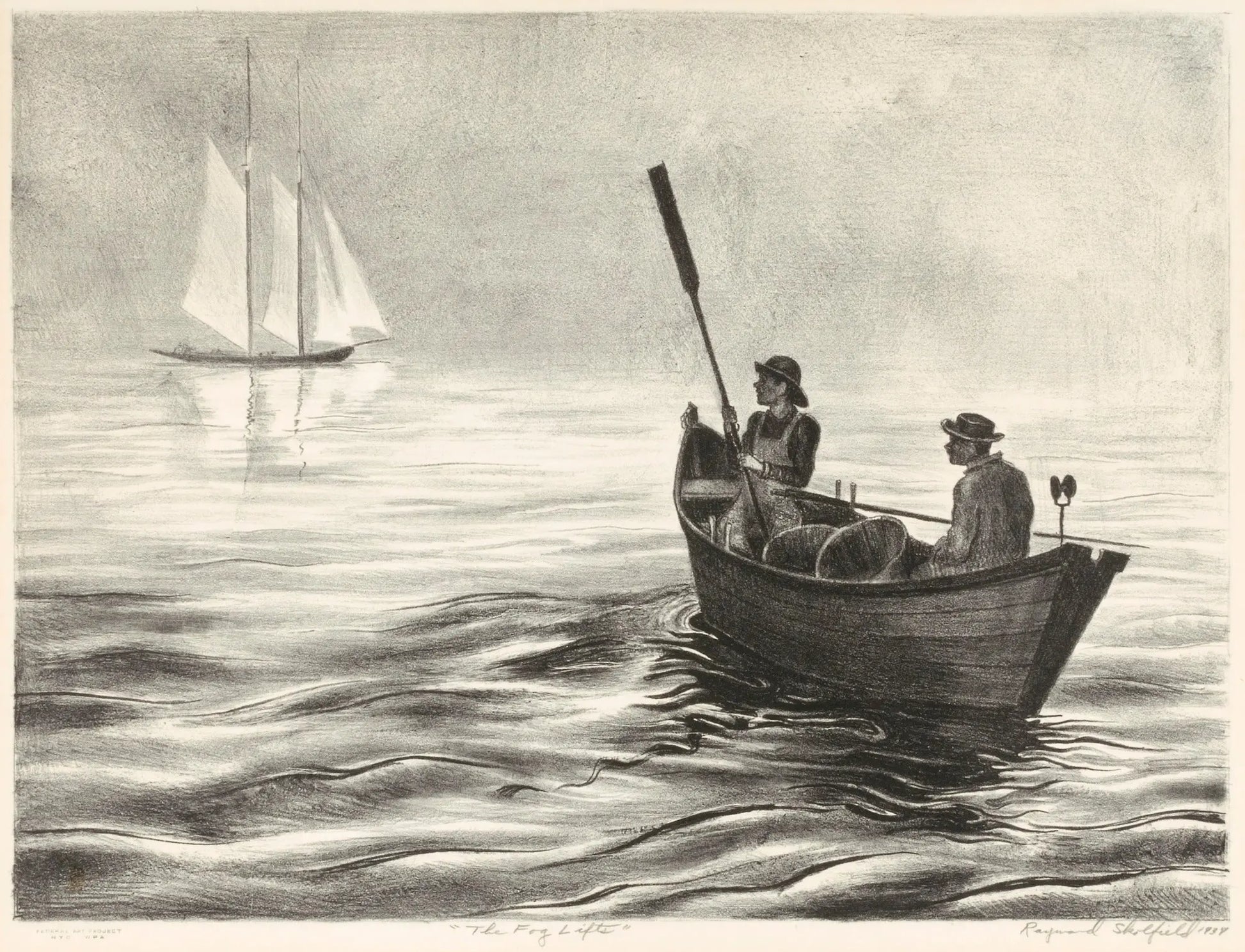 {{ product_title }} Fine Art Print | {{ product_vendor }} Jakero77 Raymond White Skolfield - The Fog Lifts (1938) Signed - 17" x 22" Fine Art Print Art Print  Jakero77