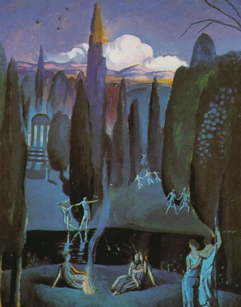{{ product_title }} Fine Art Print | {{ product_vendor }} Jakero77 Salvador Dali - Nymphs in a Romantic, Garden (1921) - 17" x 22" Fine Art Print Art Print  Jakero77